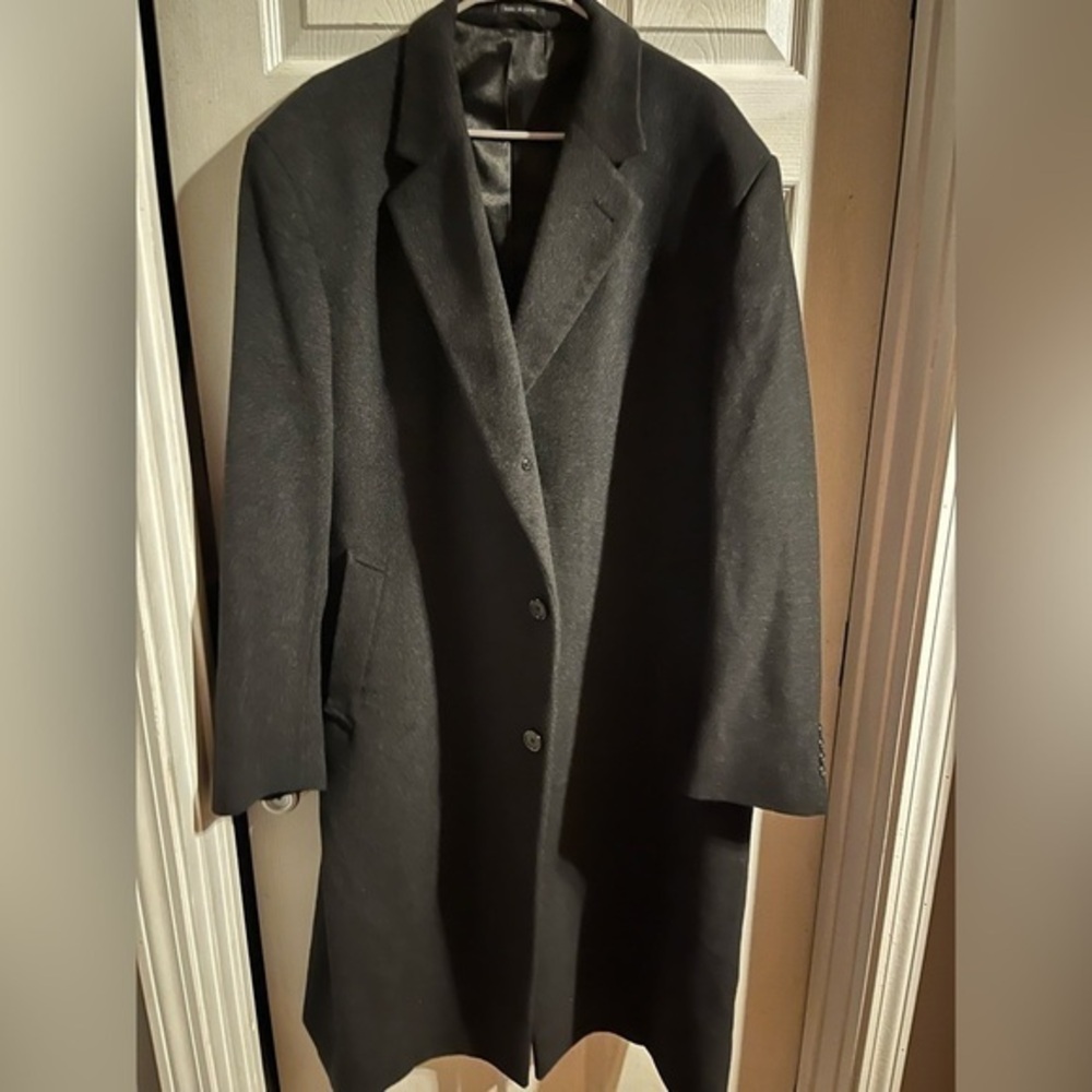 Alfani Wool Cashmere Blend Materialβ Luxury Menβs Coat Dark Grey Menβs Size 46L